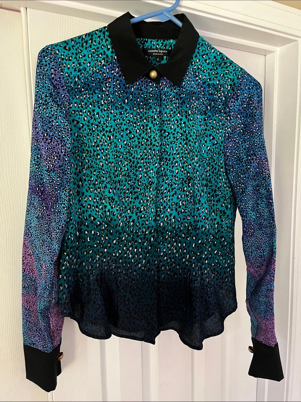 Nanette Lepore Leopard Print ButtonUp Blouse - Picture 2 of 9